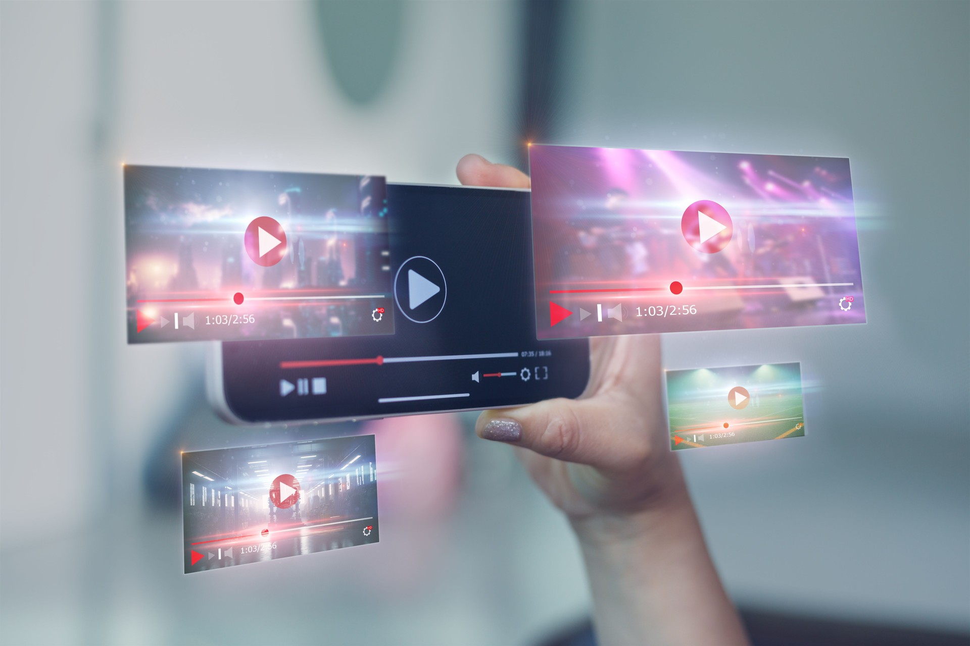 live video content online streaming marketing concept.